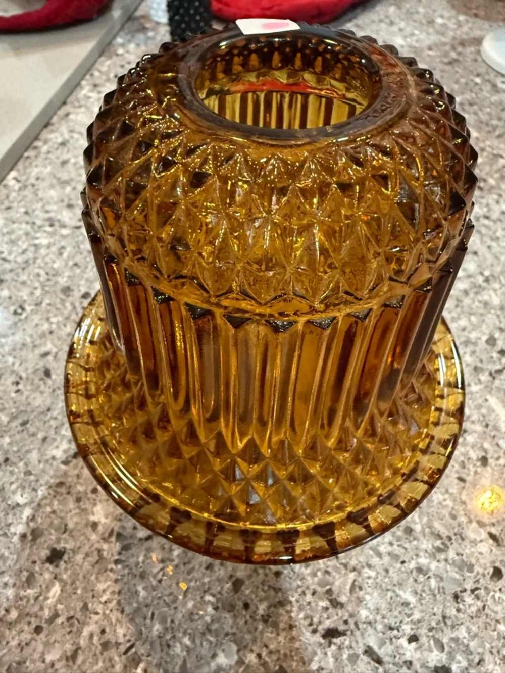 Indiana Glass Amber Textured Fairy Lantern
Minor flea bite/scuff, noted. - Picture 1 of 8